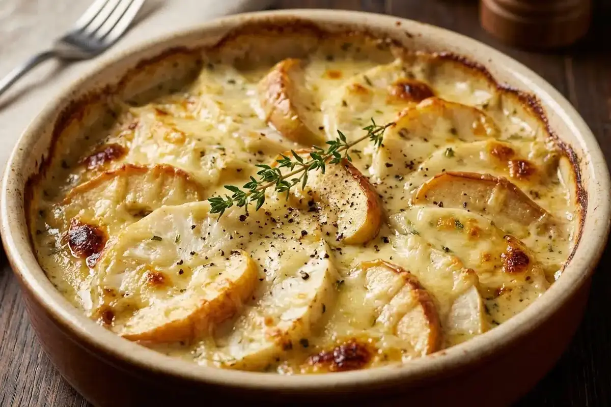 Il piatto “furbo” di gennaio che sorprende tutti: gratin di sedano rapa e mele, morbido, profumato e irresistibilmente gratinato