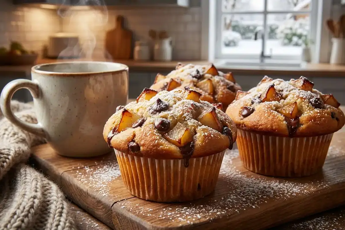La merenda che profuma di casa: muffin con pere succose e cioccolato fondente, soffici come nuvole e perfetti da condividere nelle giornate grigie