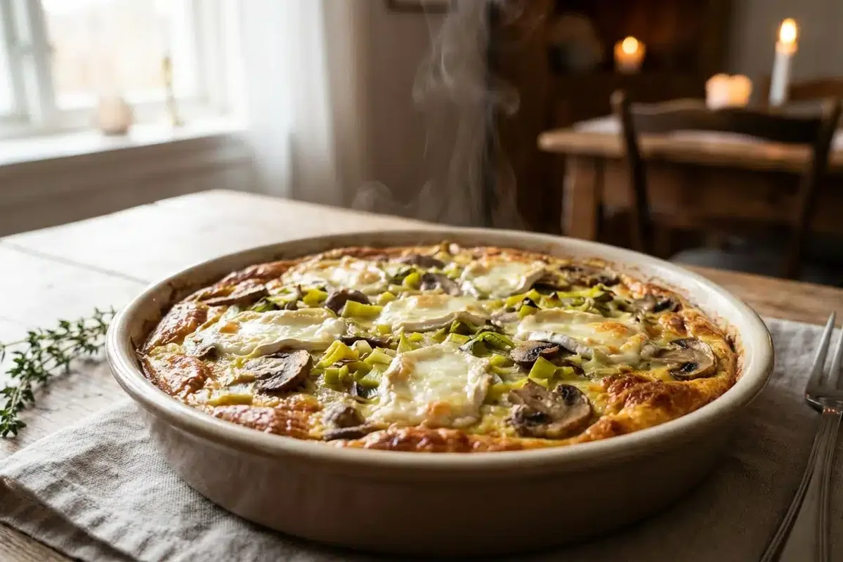 La torta salata più leggera dell’inverno porri funghi e caprino senza base e con una morbidezza incredibile
