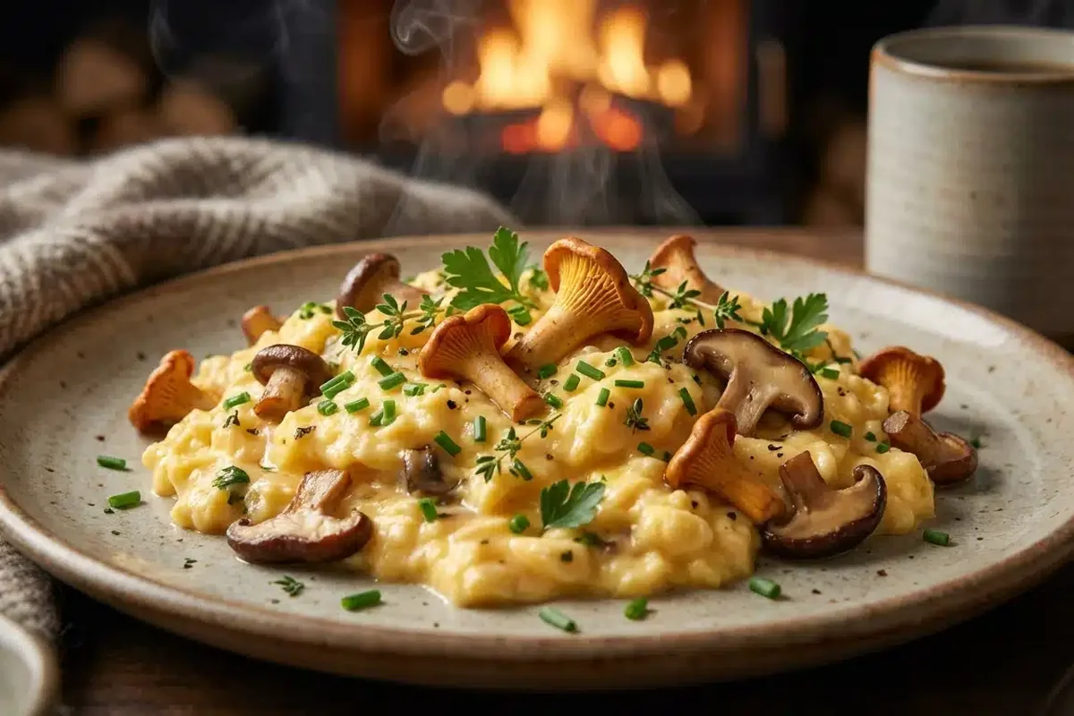 Non è una frittata non è un brunch è la cena veloce più confortante con uova setose e funghi rosolati pronta in pochi minuti