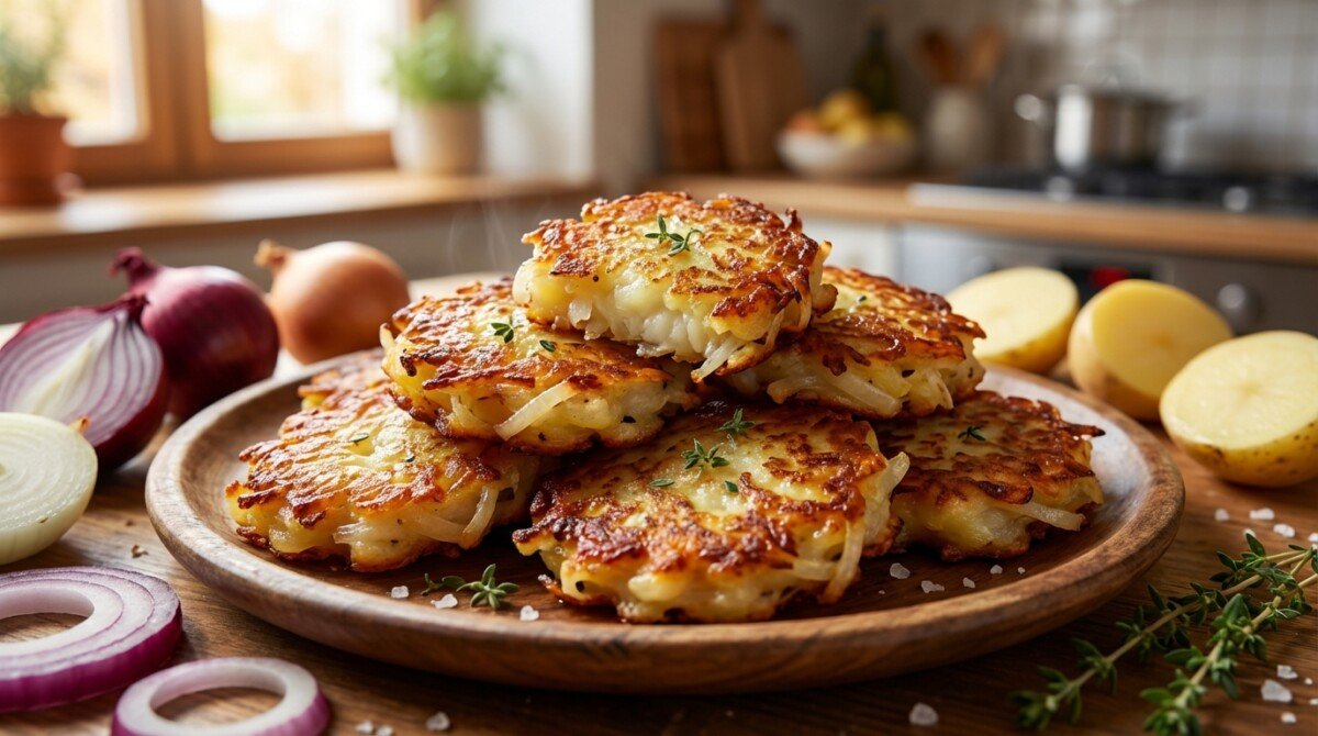 Rösti cipolle e patate divine: 15 minuti per frittelle dorate croccanti fuori e morbide dentro