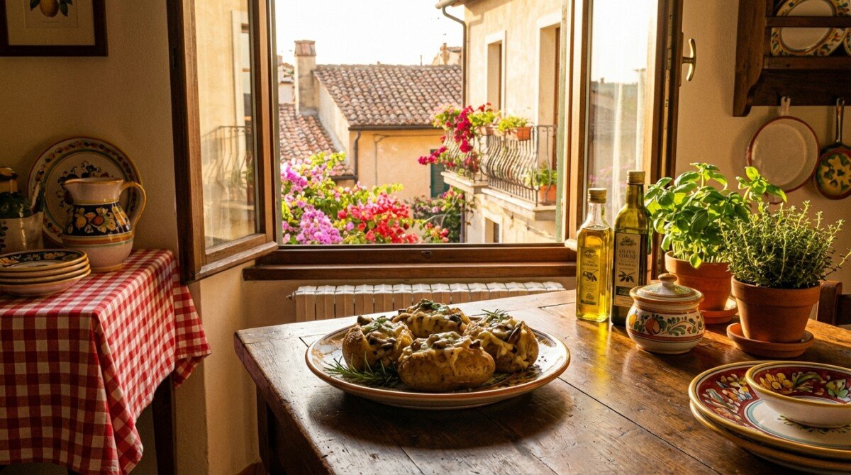 Stasera ho farcito le mie patate con funghi cremosi, erbe aromatiche e formaggio: il piatto comfort che conquista sempre tutti!