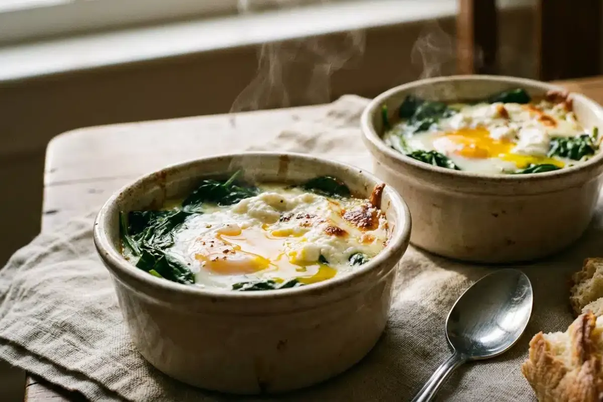 Uova al coccio con spinaci e formaggio fresco: la cena calda da 15 minuti che ti salva le serate di gennaio senza rinunciare al gusto