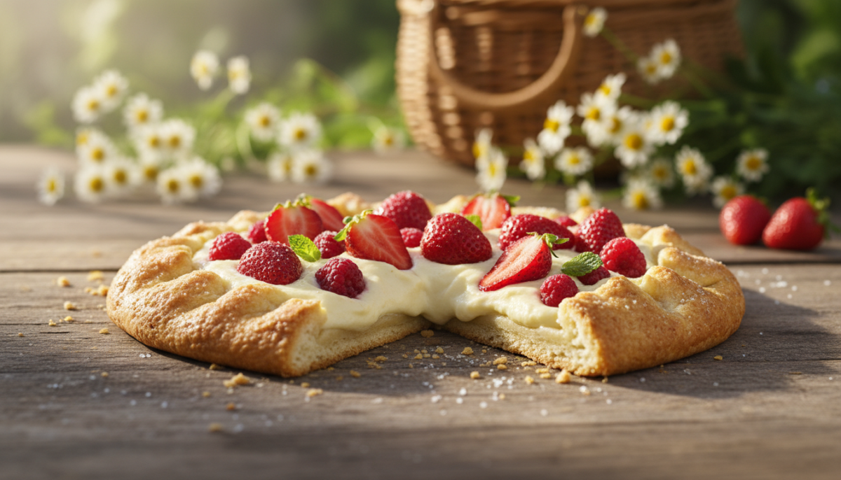 deliziosa crostata con crema e fragole, ideale per rendere ogni occasione estiva dolce e indimenticabile.