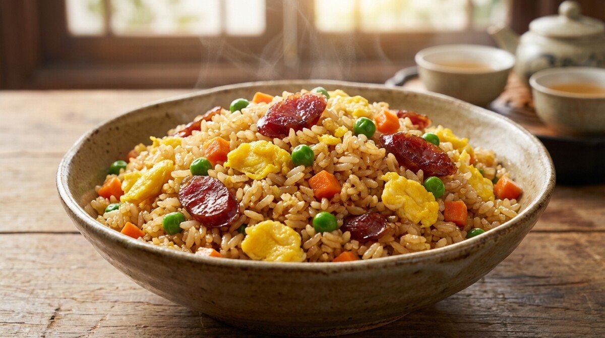 scopri quale ingrediente preferiscono davvero i cinesi nell'arrosto di riso alla cantonese, che non è il prosciutto, per un sapore autentico e irresistibile.