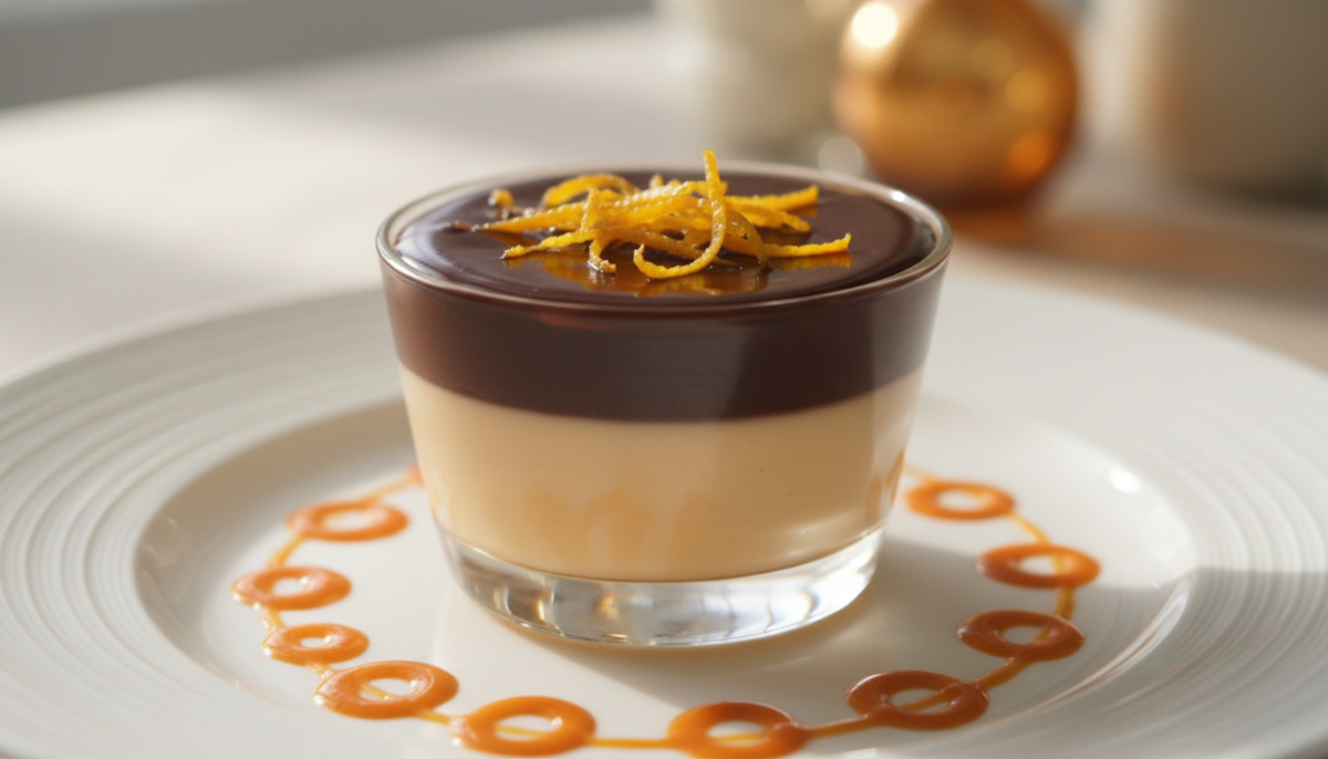 scopri la panna cotta al cioccolato e arancia, un dessert elegante e raffinato perfetto per ogni occasione, che unisce dolcezza e freschezza in un'esplosione di sapori.