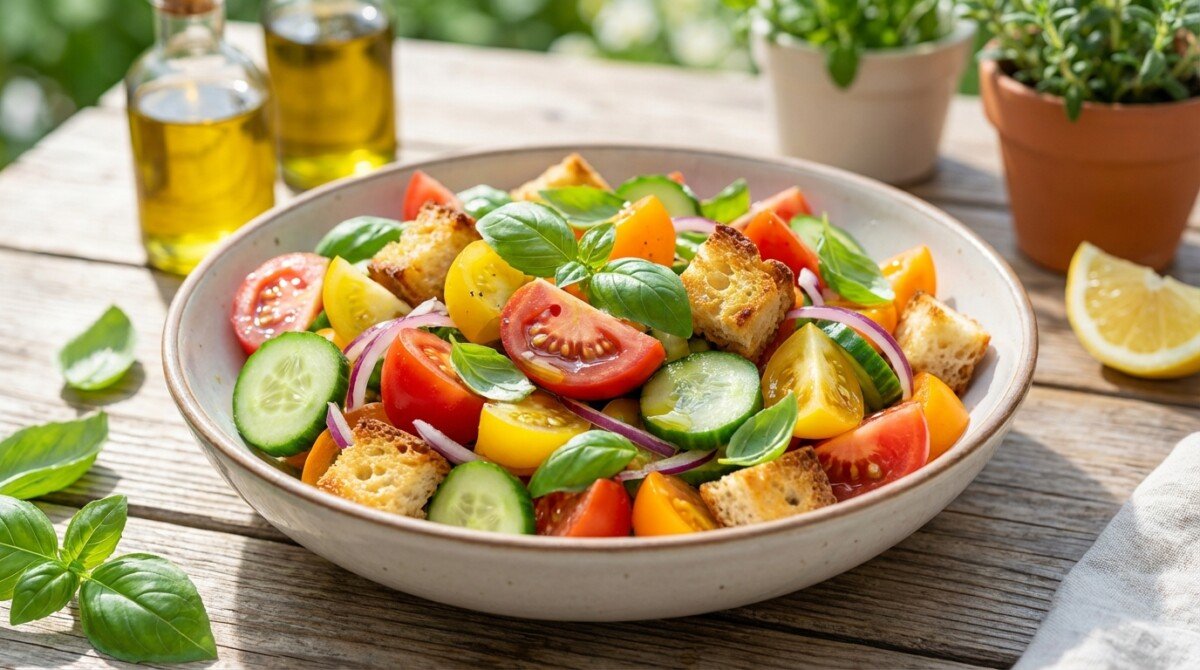 scopri la ricetta estiva della panzanella veloce senza cottura: un piatto fresco e gustoso per rinfrescare la tua tavola in pochi minuti, perfetto per le giornate calde.