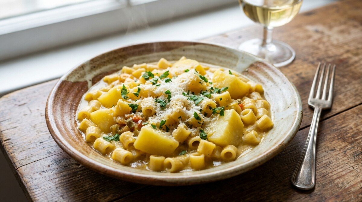 scopri la ricetta facile e veloce della pasta e patate economica, un piatto gustoso che trasforma ingredienti semplici in un'esplosione di sapori irresistibili.