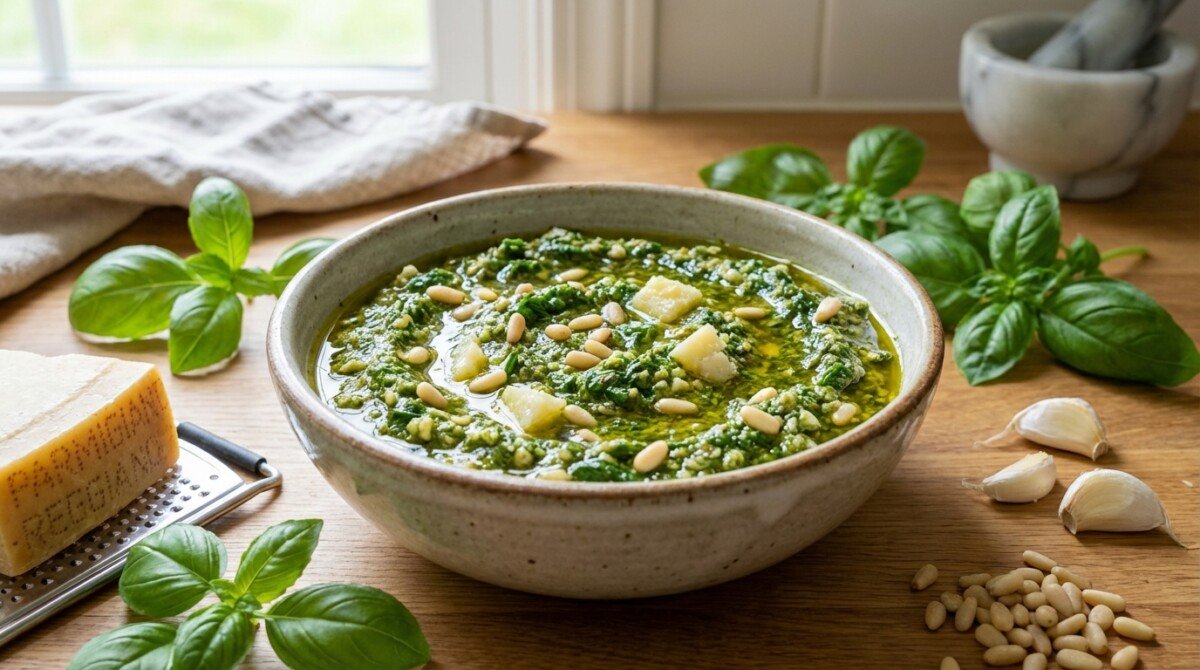 scopri come preparare un autentico pesto alla genovese in pochi minuti con la nostra ricetta facile. sorprendi tutti con il gusto tradizionale e delizioso!