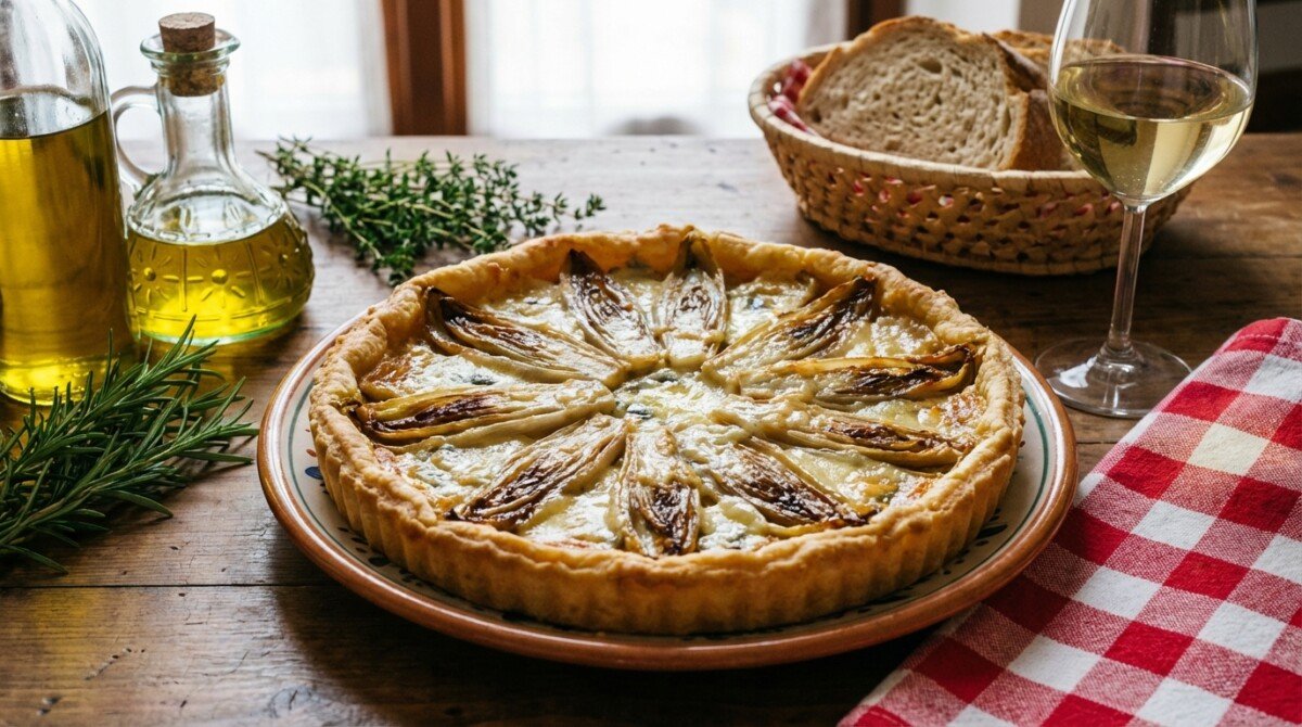 scopri come preparare una deliziosa torta d'inverno con solo 3 ingredienti: indivia, formaggio blu e pasta brisée fatta in casa. una ricetta semplice e gustosa per le tue giornate fredde.