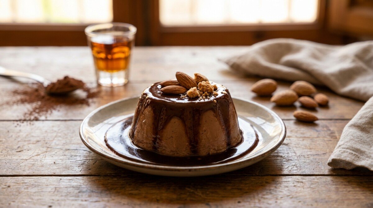 gusta il vero bonet piemontese al cacao, il dolce tradizionale ricco di sapore che delizierà il tuo palato con autenticità e passione.