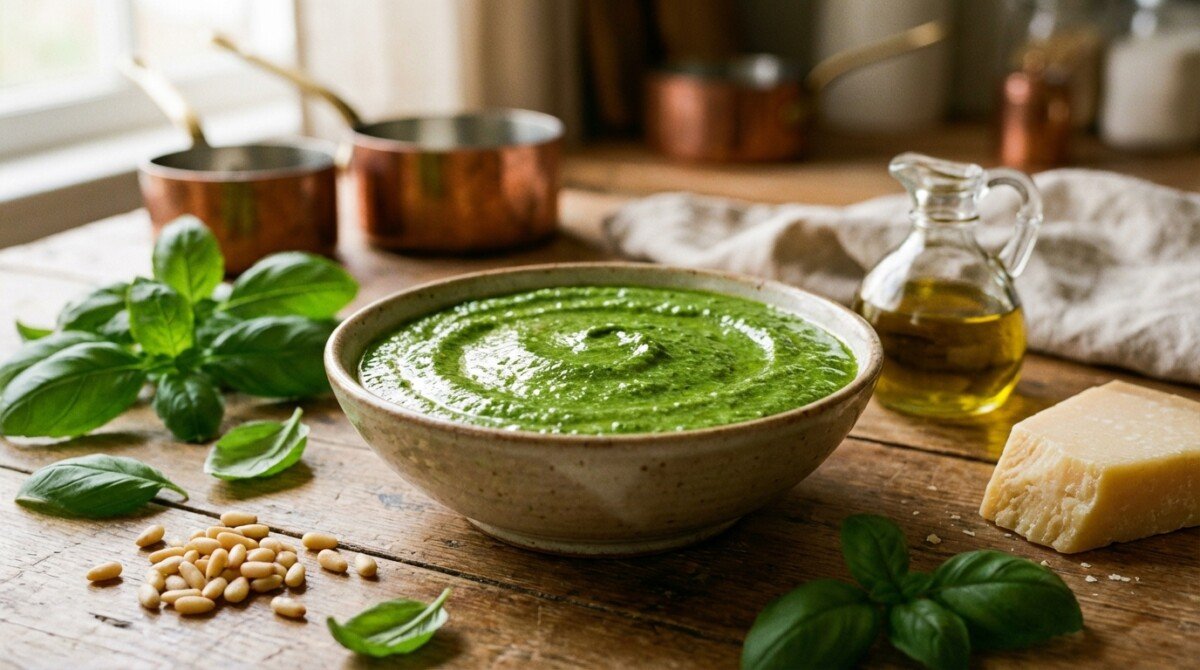 scopri il delizioso pesto genovese senza aglio: una ricetta cremosa, saporita e semplice da preparare in casa, perfetta per conquistare il palato di tutti.