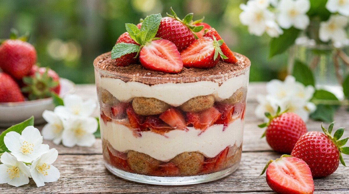 delizia il palato con il nostro tiramisù alle fragole: un dolce primaverile fresco, cremoso e irresistibile, perfetto per ogni occasione.