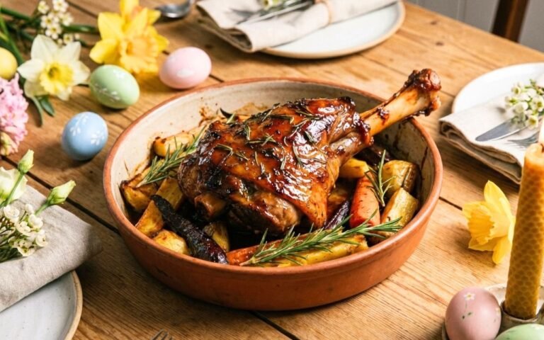 L’agnello di Pasqua che ha fatto fotografare tutta la tavolata non era l’arrosto : era un dolce a forma di agnello a 175°C per 30 minuti, e il gigotto a 7 ore che si serve con il cucchiaio