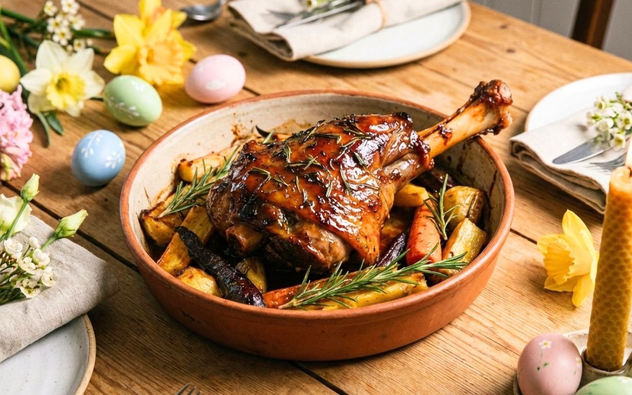 L'agnello di Pasqua che ha fatto fotografare tutta la tavolata non era l'arrosto : era un dolce a forma di agnello a 175°C per 30 minuti, e il gigotto a 7 ore che si serve con il cucchiaio