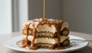 scopri il delizioso tiramisu al caramello salato, un dolce irresistibile che combina la dolcezza cremosa con il gusto intenso e leggermente salato del caramello.