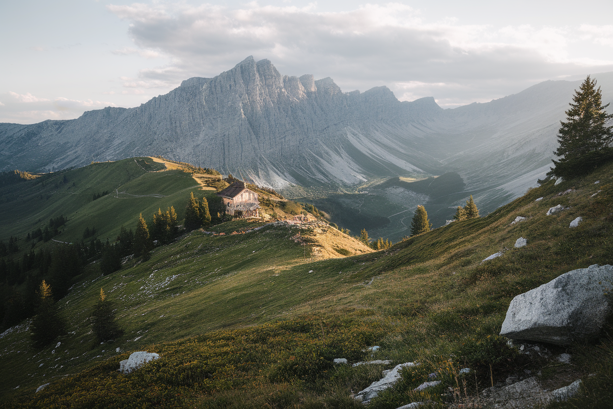 Altopiano del Passo Pramollo con malghe e vegetazione alpina
