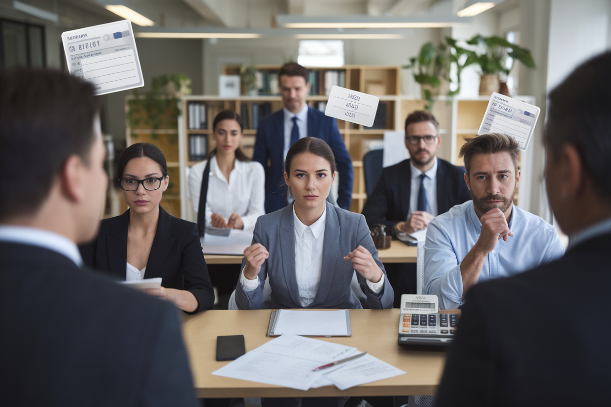 Dipendenti in un ambiente di lavoro urbano che rappresentano la distribuzione dei salari