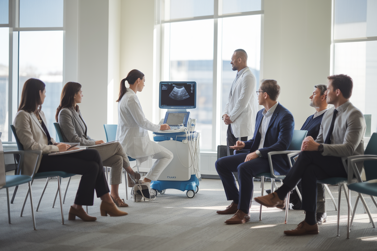 Area sanitaria aziendale con clinico e attrezzatura per screening