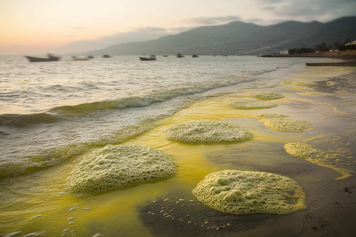 Schiume marine e acque dal colore anomalo lungo la costa del Lazio