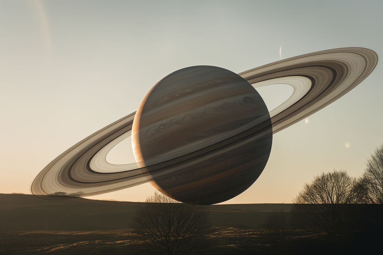 Immagine dettagliata di Saturno con gli anelli osservata dal Regno Unito