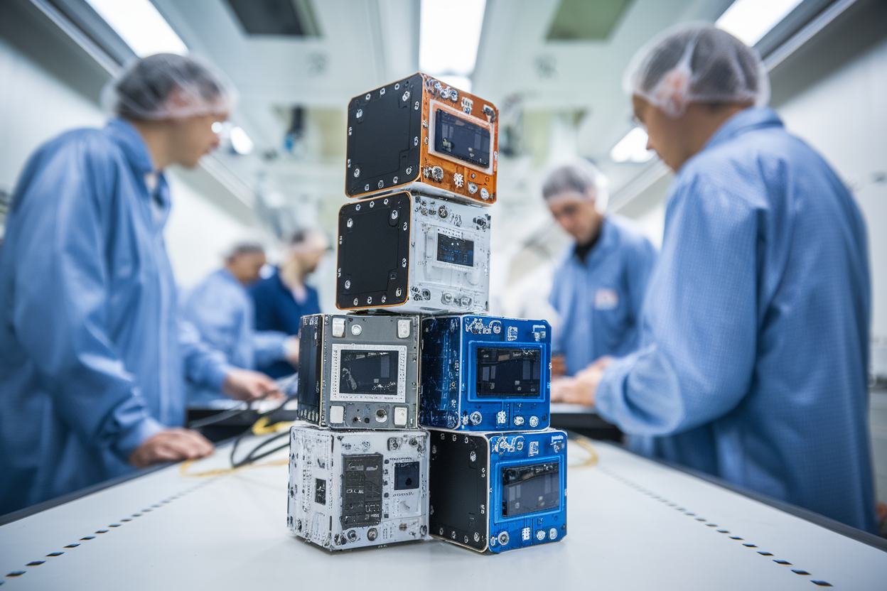 Stack di CubeSat in laboratorio pronti per test in orbita